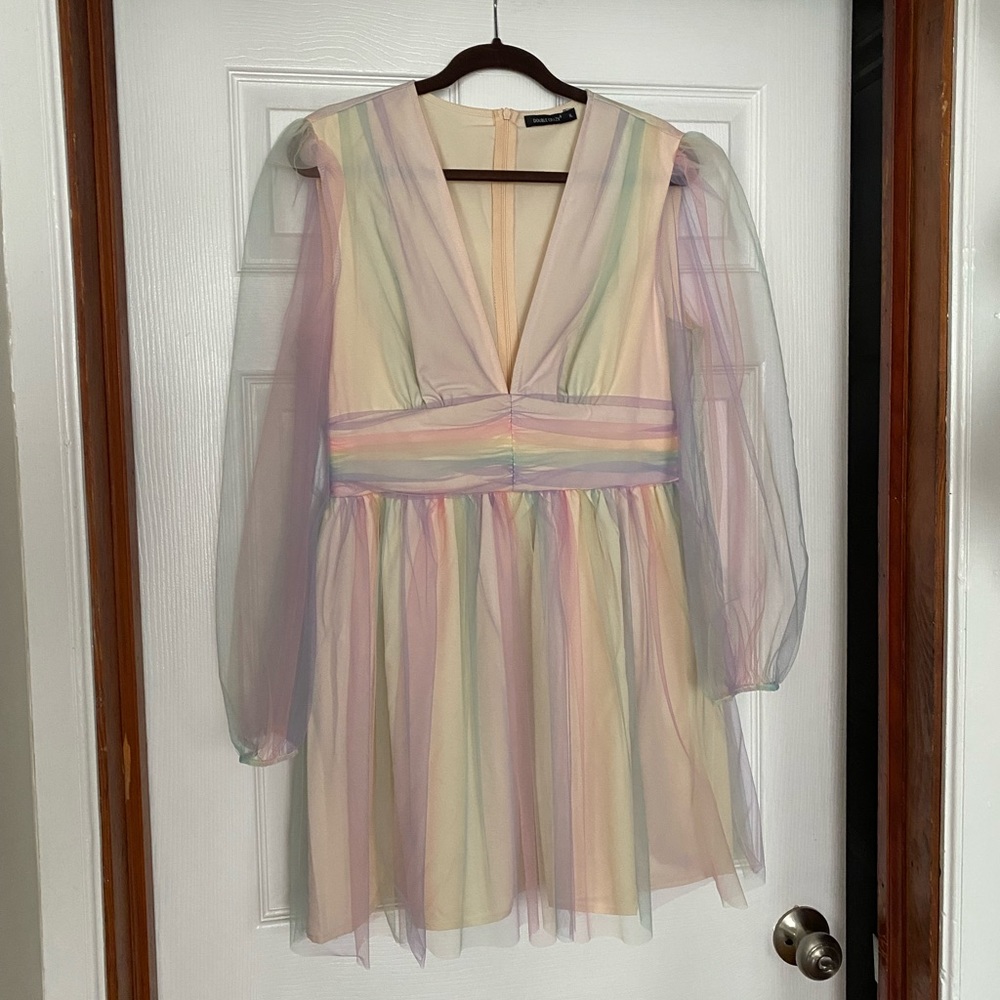 Floaty pastel rainbow dress